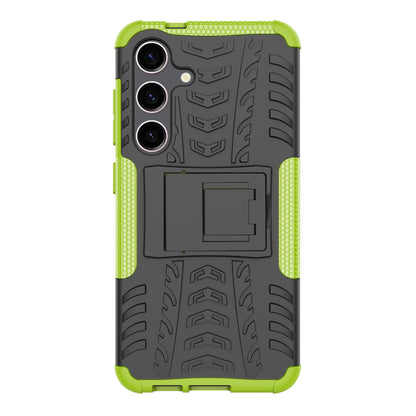 Tyre Pattern Phone Case Kickstand PC + TPU Green Cover - For Samsung Galaxy S24