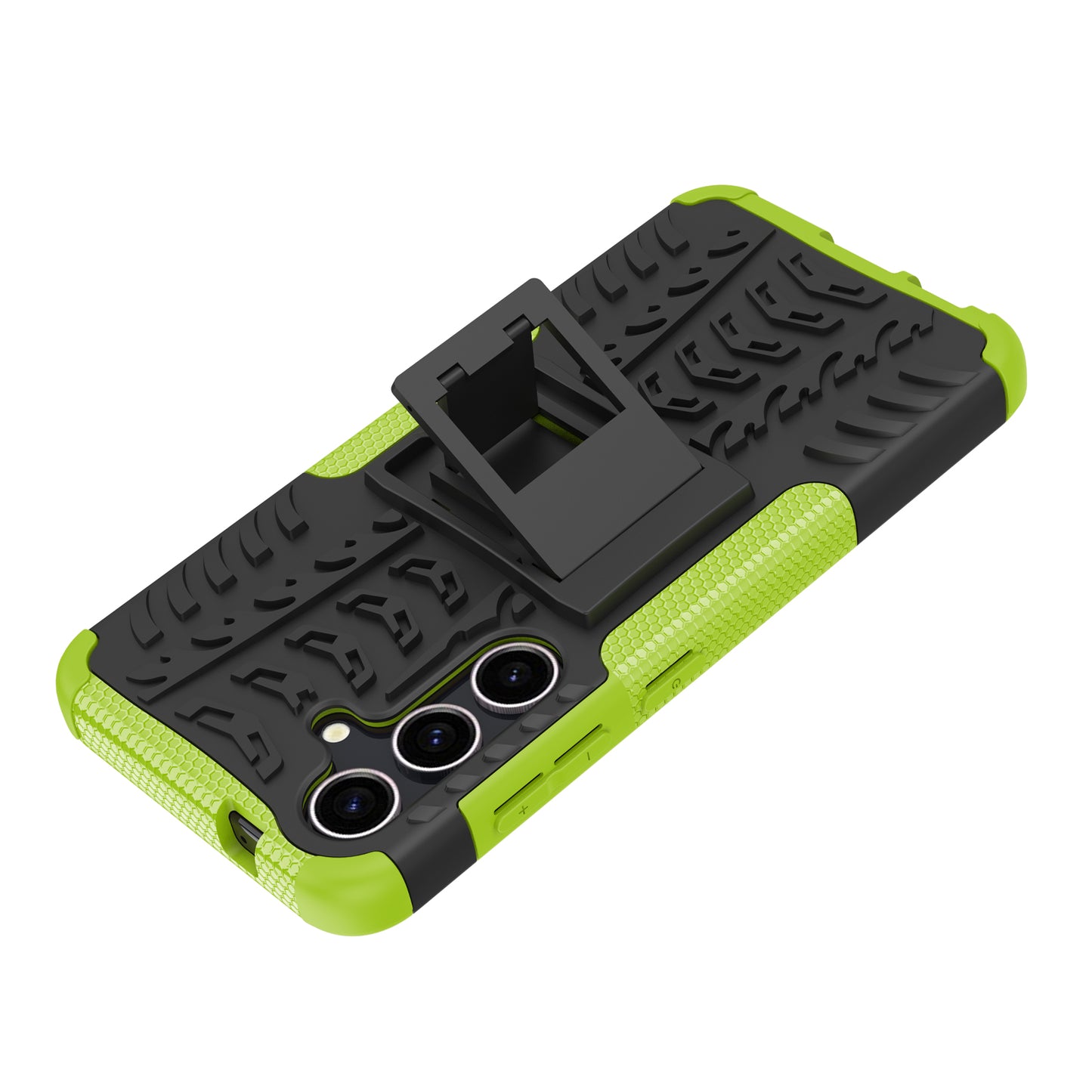 Tyre Pattern Phone Case Kickstand PC + TPU Green Cover - For Samsung Galaxy S24