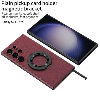 GKK Red Magnetic Phone Case with Rotary Ring Kickstand - For Samsung Galaxy S24 Ultra