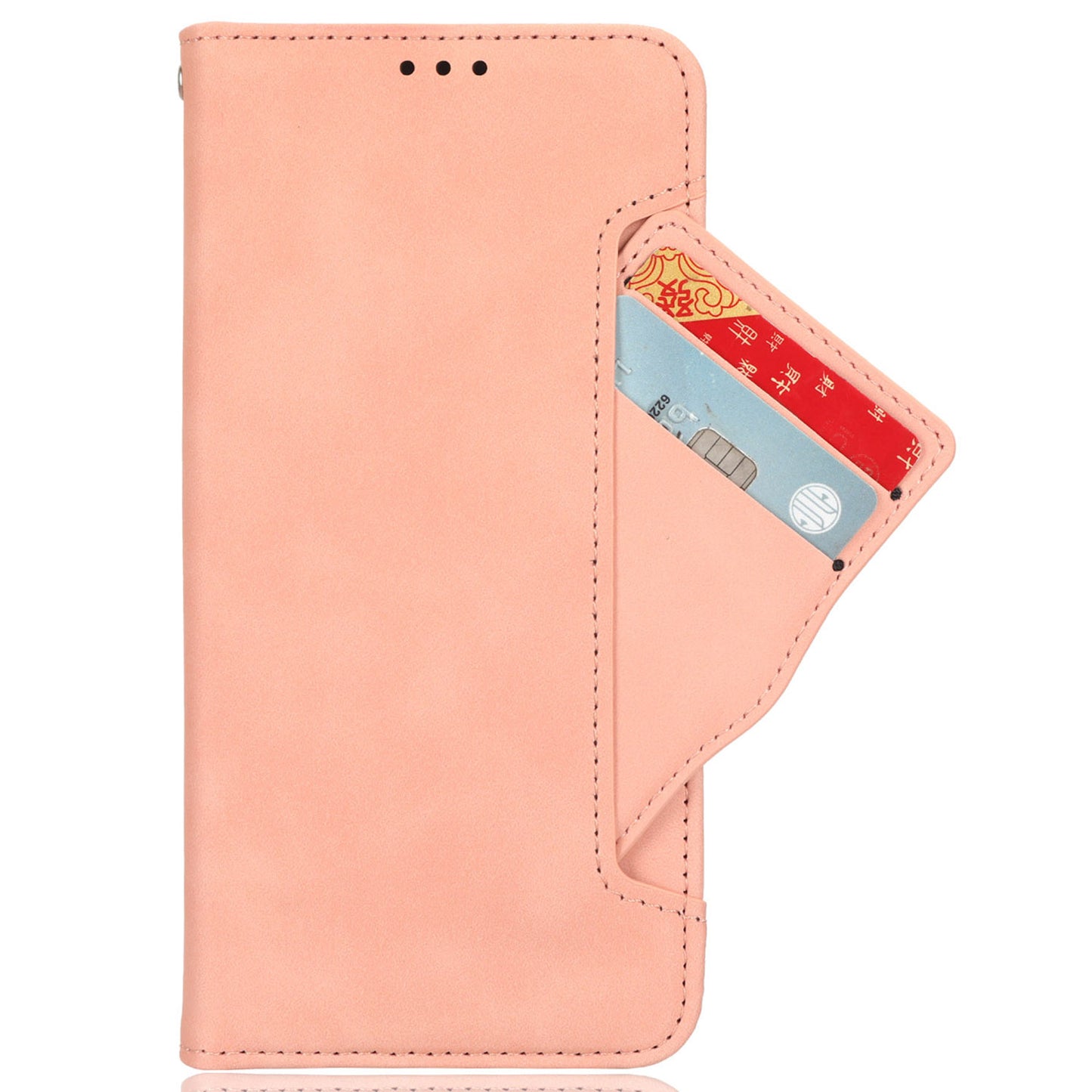 Multiple Card Slots Pink Leather Case with Wallet Stand - For Samsung Galaxy S24+