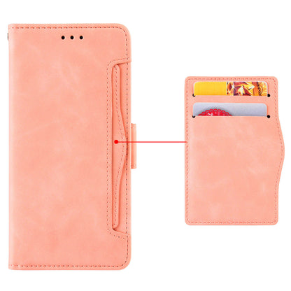 Multiple Card Slots Pink Leather Case with Wallet Stand - For Samsung Galaxy S24+