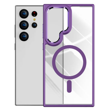 TPU + Acrylic Clear Pink Phone Cover Compatible with MagSafe - For Samsung Galaxy S24 Ultra