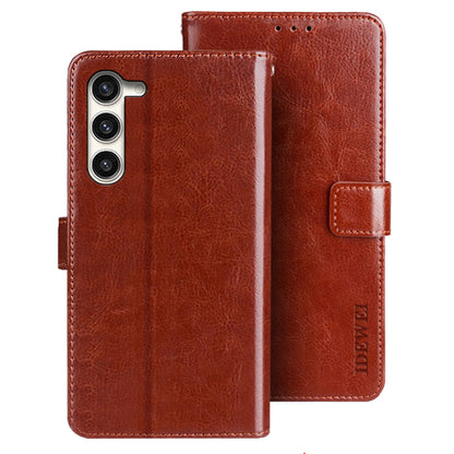 IDEWEI Brown Leather Case Crazy Horse Phone Wallet Stand - For Samsung Galaxy S24