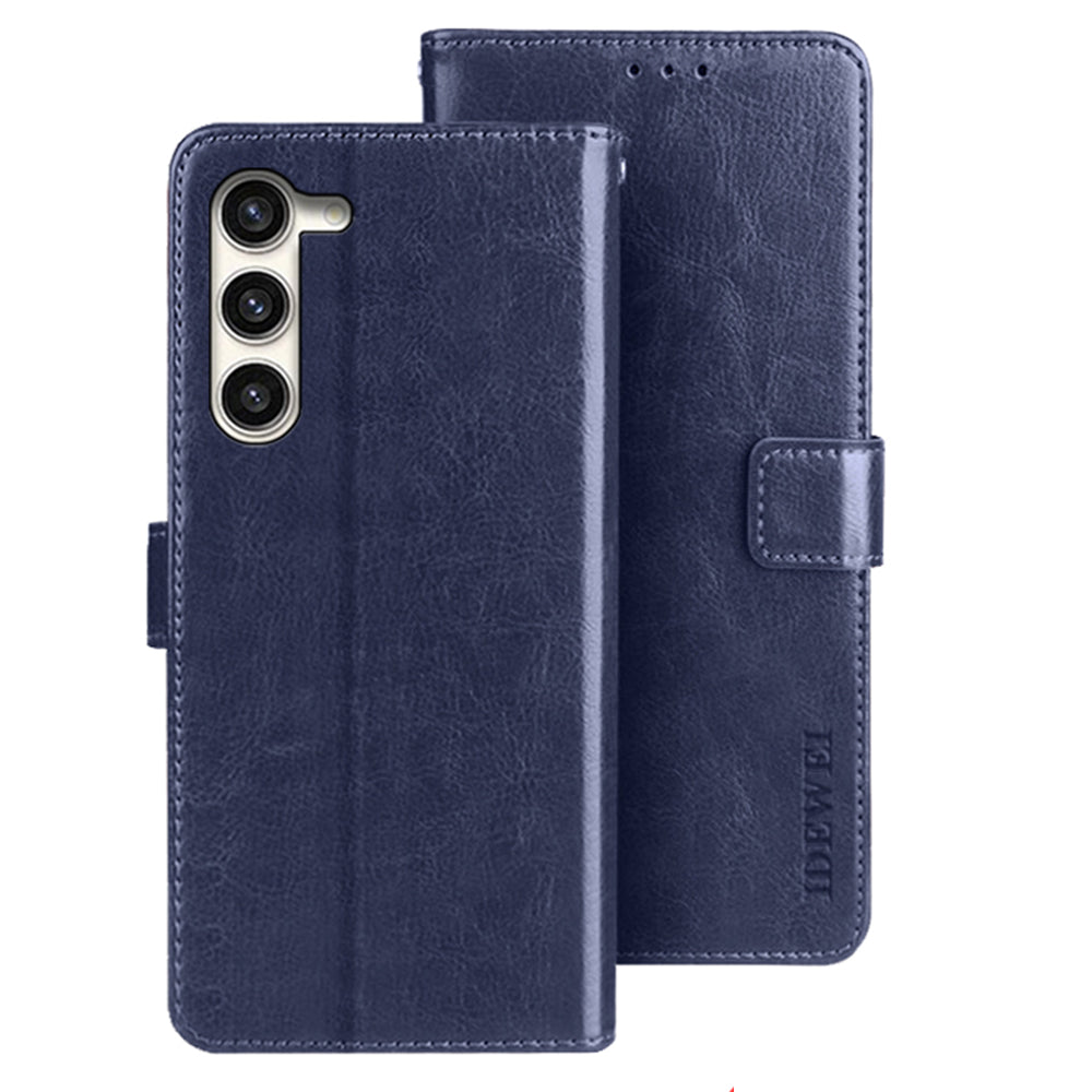 IDEWEI Dark Blue Leather Case Crazy Horse Phone Wallet Stand - For Samsung Galaxy S24