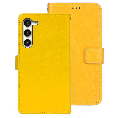 IDEWEI Yellow Leather Case Crazy Horse Phone Wallet Stand - For Samsung Galaxy S24