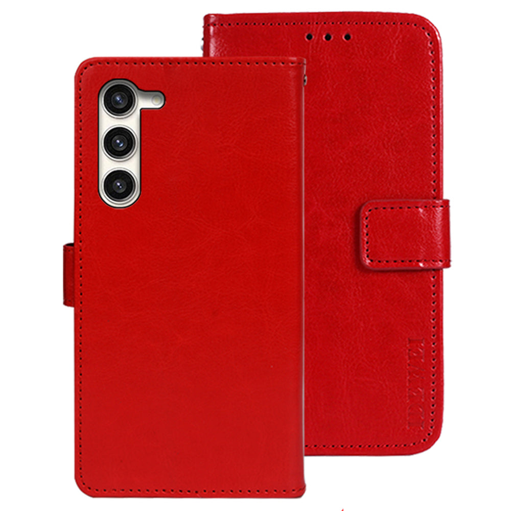 IDEWEI Red Leather Case Crazy Horse Phone Wallet Stand - For Samsung Galaxy S24
