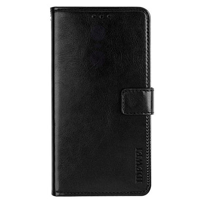 IDEWEI Black Leather Case Crazy Horse Leather Folio Flip Phone Wallet - For Samsung Galaxy S24 Ultra