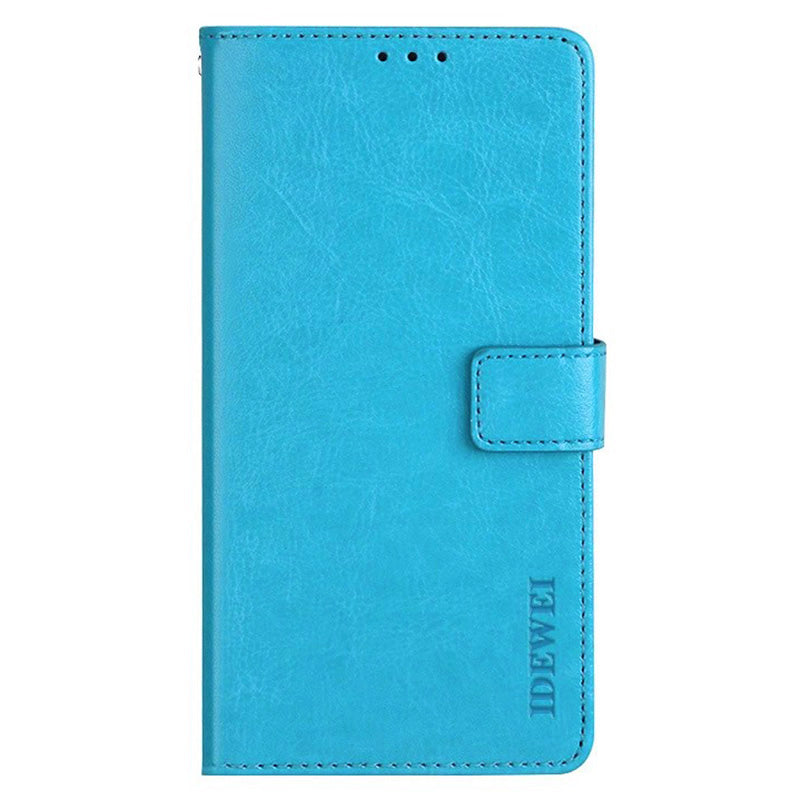 IDEWEI Sky Blue Leather Case Crazy Horse Leather Folio Flip Phone Wallet - For Samsung Galaxy S24 Ultra