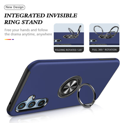 PC + TPU Ring Kickstand Mobile Phone Blue Case - For Samsung Galaxy S24