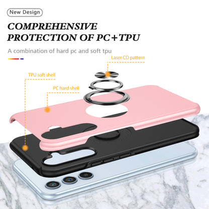 PC + TPU Ring Kickstand Mobile Phone Rose Gold Case - For Samsung Galaxy S24