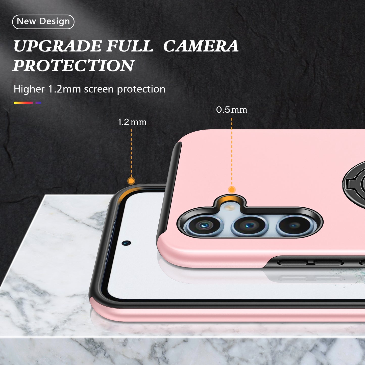 PC + TPU Ring Kickstand Mobile Phone Rose Gold Case - For Samsung Galaxy S24