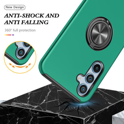 PC + TPU Ring Kickstand Mobile Phone Green Case - For Samsung Galaxy S24