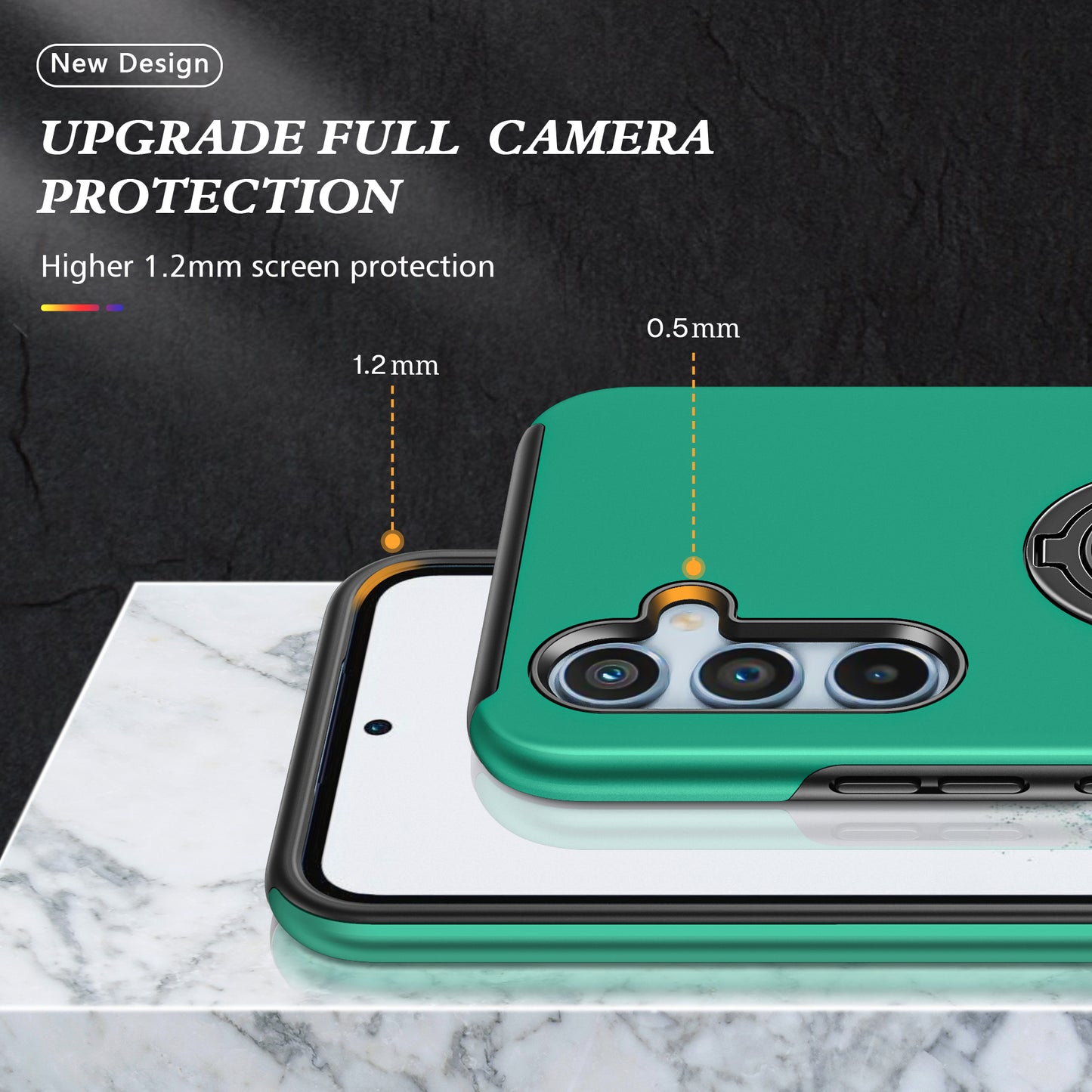 PC + TPU Ring Kickstand Mobile Phone Green Case - For Samsung Galaxy S24