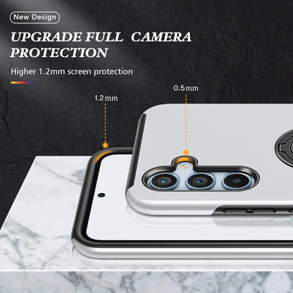 PC + TPU Ring Kickstand Silver Mobile Phone Cover - For Samsung Galaxy S24