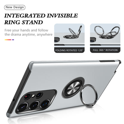 Anti-scratch Ring Kickstand Silver Back Shell - For Samsung Galaxy S24 Ultra