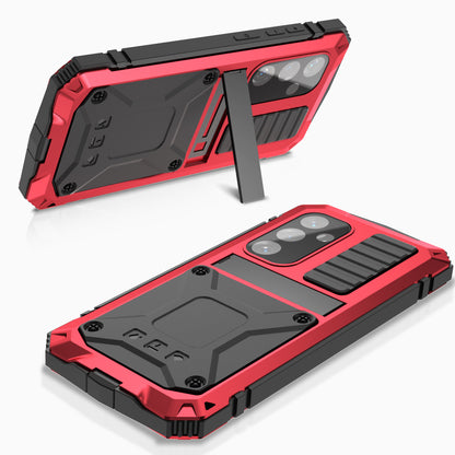 R-JUST Red Phone Case Kickstand Cover Built-in Tempered Glass Screen Protector - For Samsung Galaxy S24+