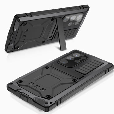 R-JUST Black Phone Case Full Protection Cover with Kickstand - For Samsung Galaxy S24 Ultra