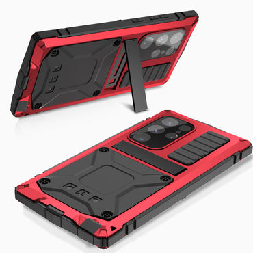 R-JUST Red Phone Case Full Protection Cover with Kickstand - For Samsung Galaxy S24 Ultra