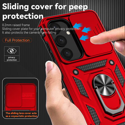 Case with Camera Slide Protector Kickstand PC+TPU Red Phone Cover - For Samsung Galaxy S24