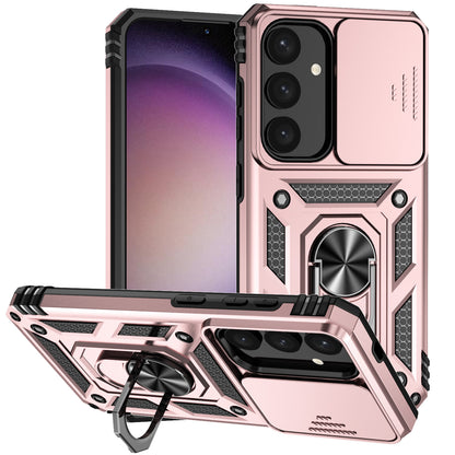 Case with Camera Slide Protector Kickstand PC+TPU Rose Gold Phone Cover - For Samsung Galaxy S24