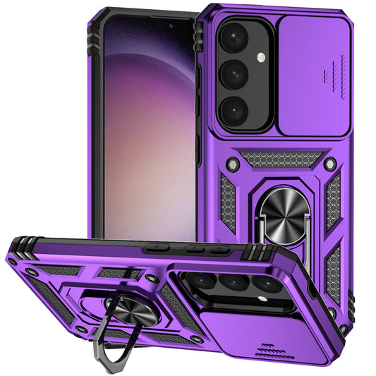 Case with Camera Slide Protector Kickstand PC+TPU Purple Phone Cover - For Samsung Galaxy S24