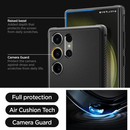 Spigen Rugged Armor Matte Black Case - For Samsung Galaxy S23 Ultra - mosaccessories