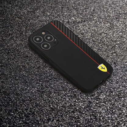 Ferrari Black on Track Stripe Collection Black Case - For iPhone 12 Pro Max