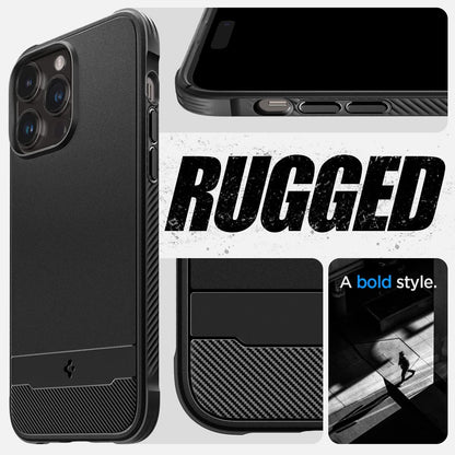 Spigen Rugged Armor Magfit Matte Black Case - For iPhone 14 Pro - mosaccessories