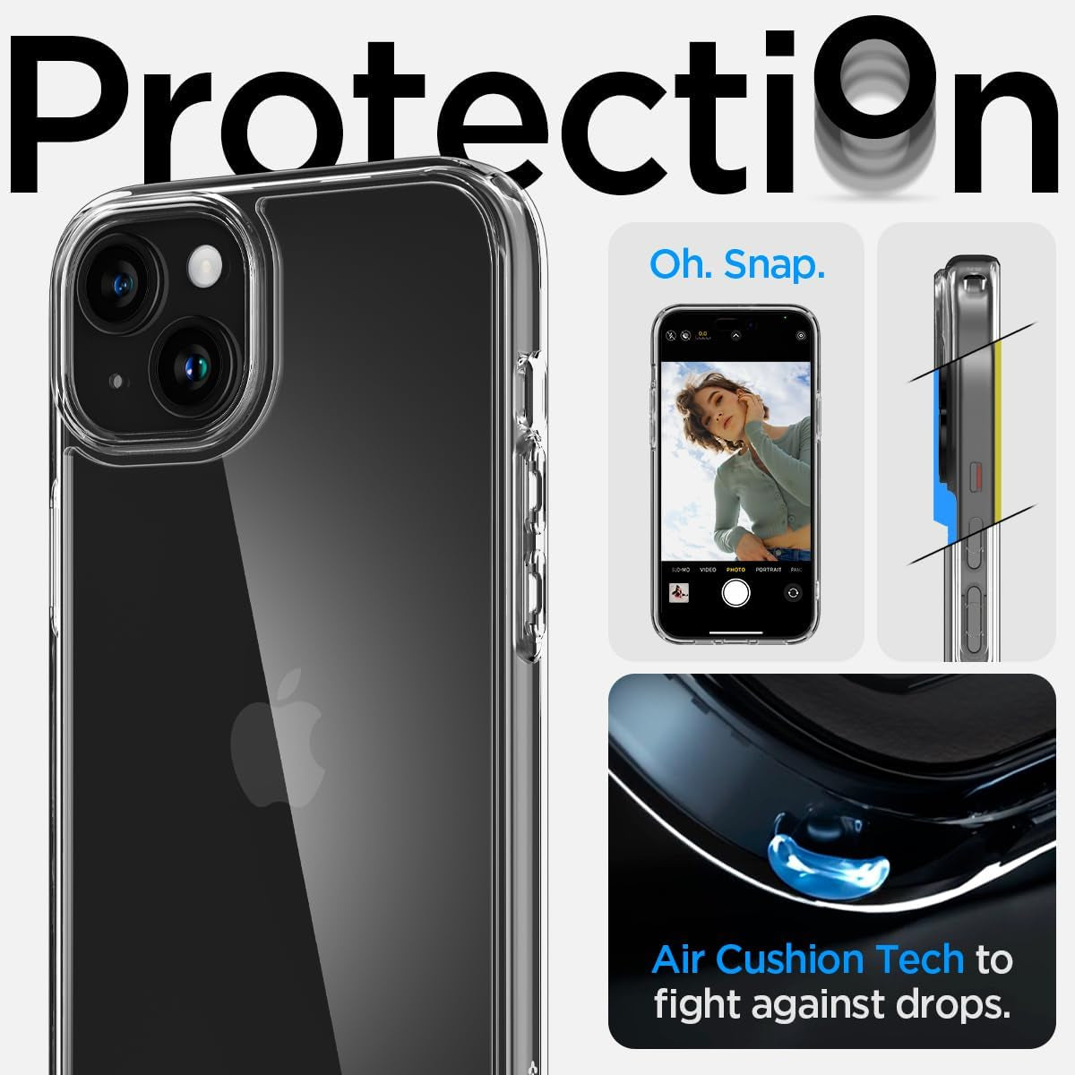 Spigen Ultra Hybrid Crystal Clear Military Grade Shockproof Case - For iPhone 15 - mosaccessories