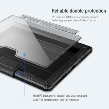Nillkin Bumper Pro Grey Flip PU Leather Tablet Case with Pen Slot Holder - For iPad Pro 12.9" (2022) / (2021) / (2020) - MosAccessories.co.uk