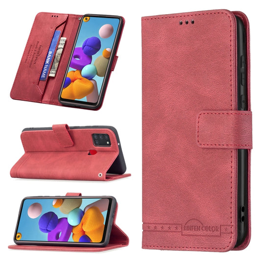 Magnetic Clasp RFID Blocking Anti-Theft PU Leather Wallet Case - For Samsung Galaxy A21s - mosaccessories