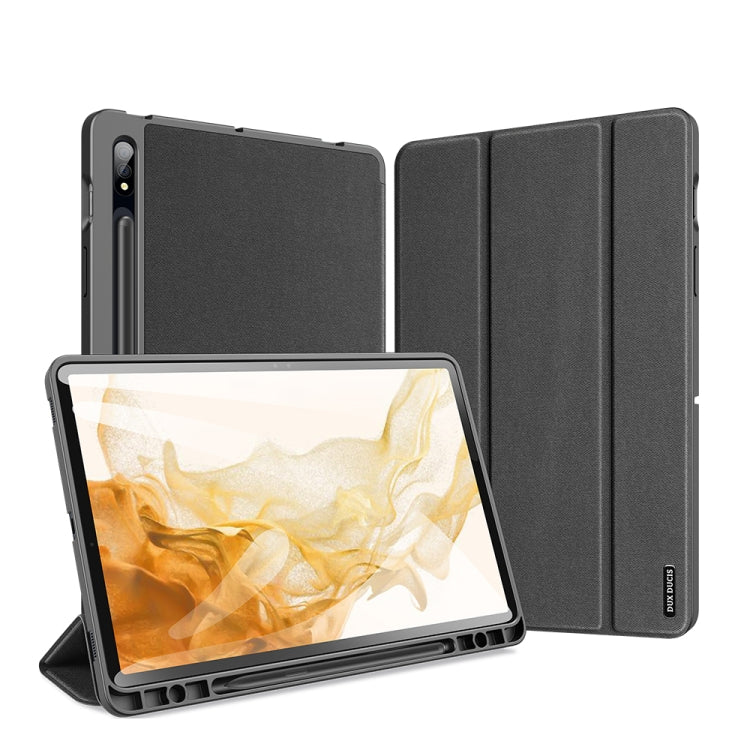 Dux Ducis Domo Series Magnetic PU Leather Tablet Black Case - For Samsung Galaxy Tab S8 / S7 - mosaccessories