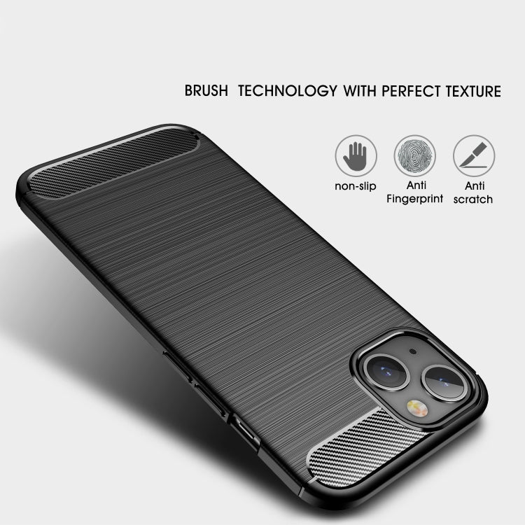 Brushed Texture Carbon Fiber TPU Black Case - For iPhone 14 - mosaccessories