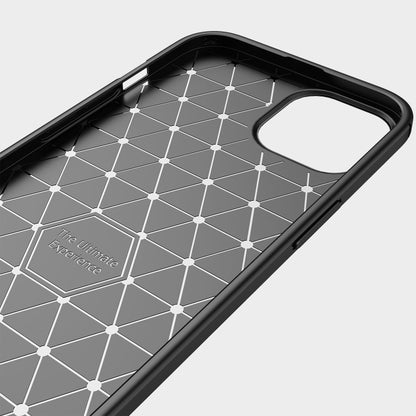 Brushed Texture Carbon Fiber TPU Black Case - For iPhone 14 - mosaccessories