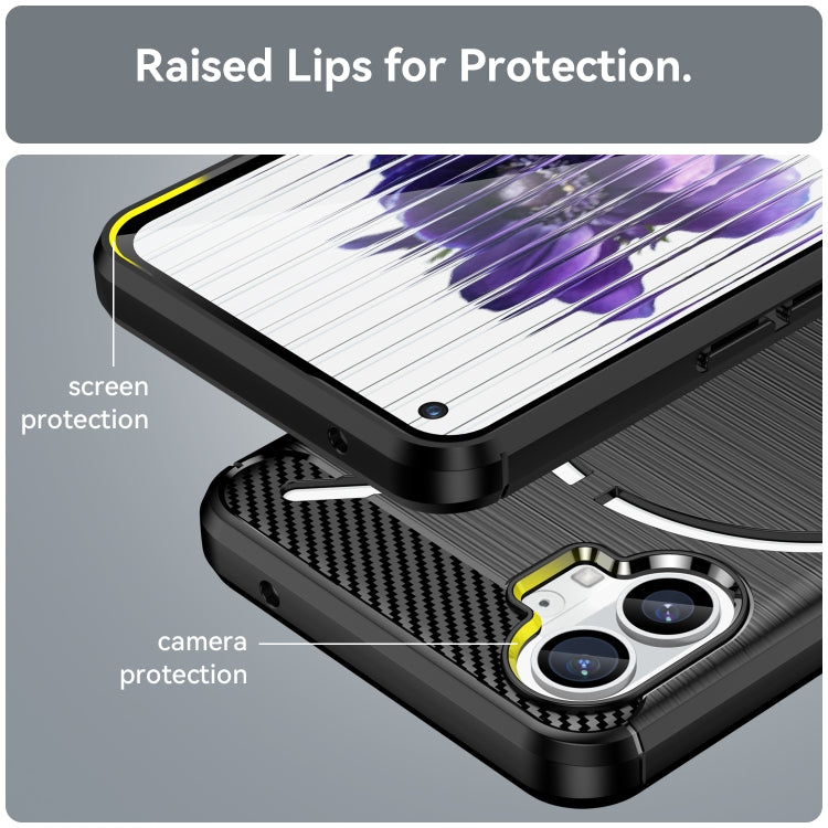 Brushed Texture Carbon Fiber TPU Black Case - For Nothing Phone (1) - mosaccessories