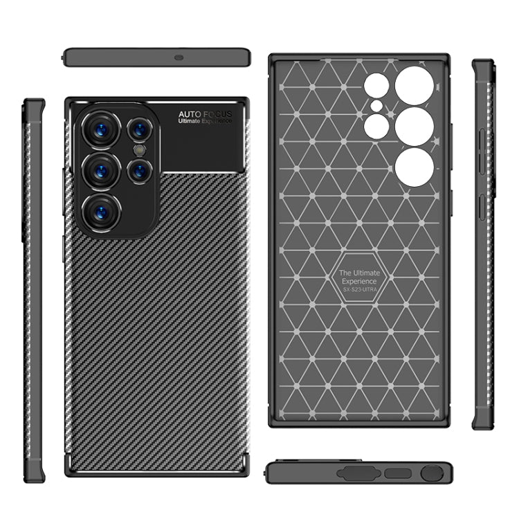 Carbon Fiber Shockproof TPU Black Case - For Samsung Galaxy S23 Ultra - mosaccessories
