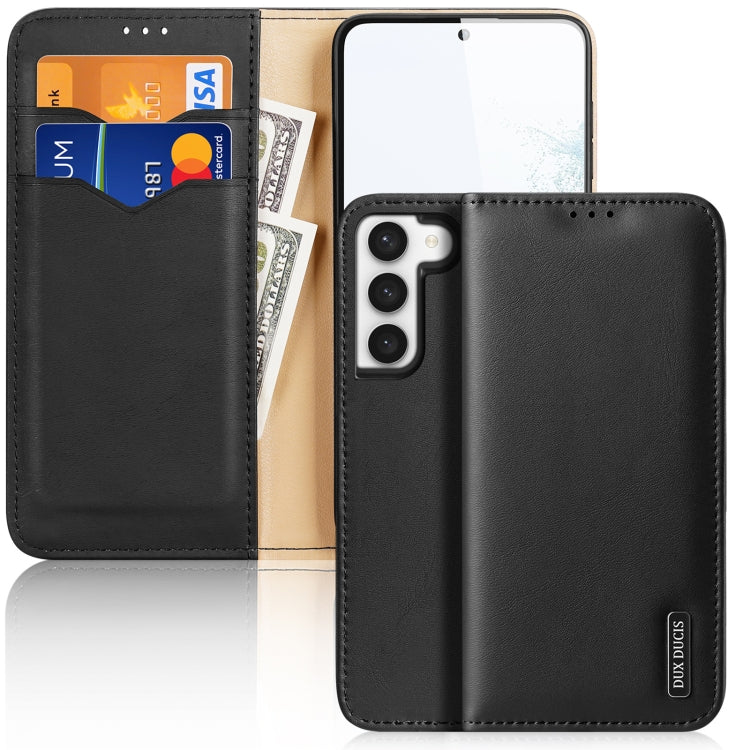 Dux Ducis Hivo Series Cowhide Texture Leather Black Phone Case - For Samsung Galaxy S23 - MosAccessories.co.uk