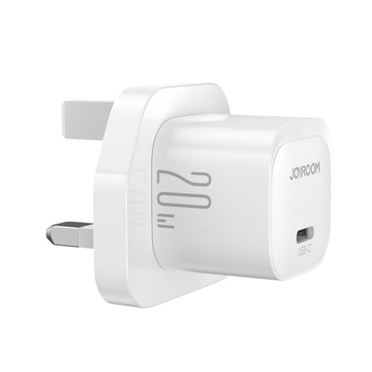 JOYROOM JR-TCF02 PD Type-C 20W White Mini Charger (UK Plug) with 1m Type-C to 8-Pin Cable - mosaccessories