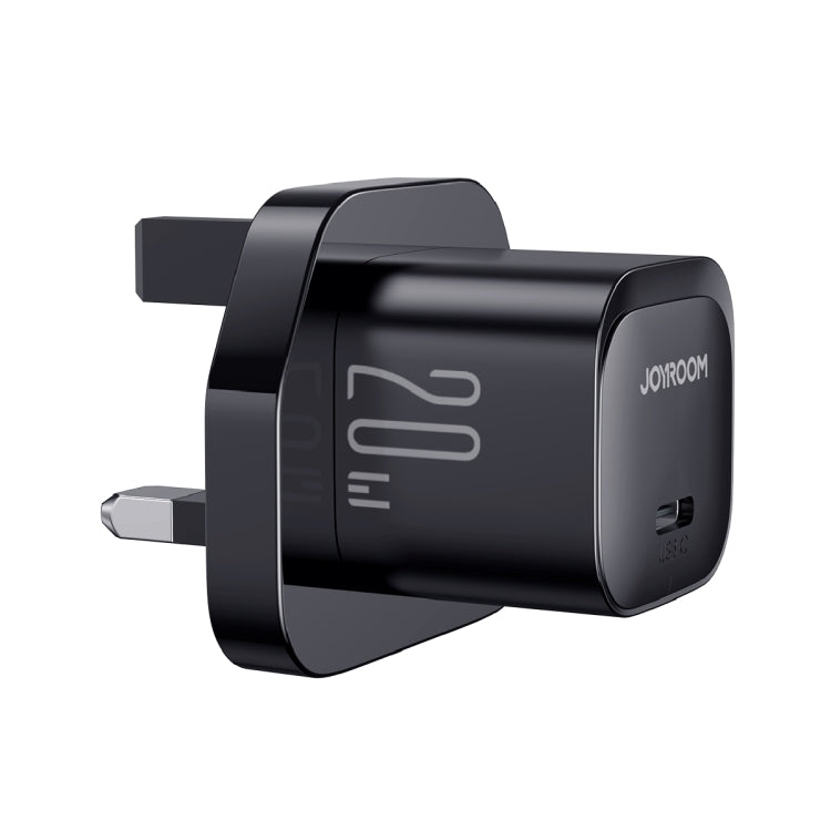 JOYROOM JR-TCF02 PD Type-C 20W Black Mini Charger (UK Plug) with 1m Type-C to 8-Pin Cable - mosaccessories