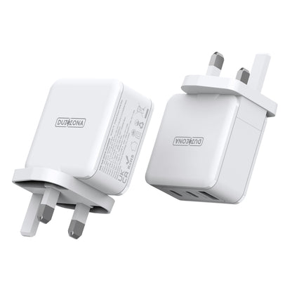 DUZZONA T9 65W Dual USB-C + USB White Mains Fast Charger (UK Plug) - mosaccessories