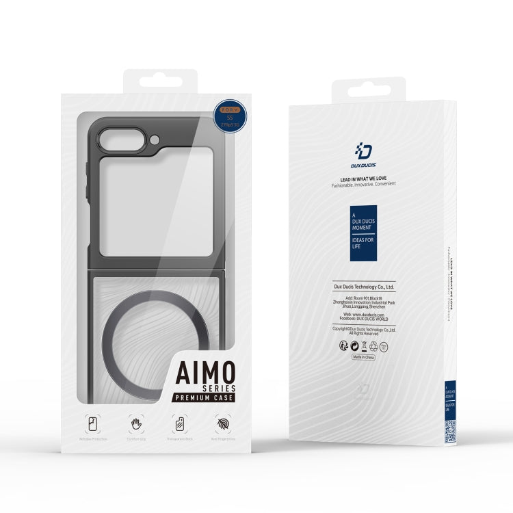 Dux Ducis Aimo Series TPU + PC MagSafe Frosted Feel Black Phone Case (Packaging) - For Samsung Galaxy Z Flip5 - MosAccessories.co.uk