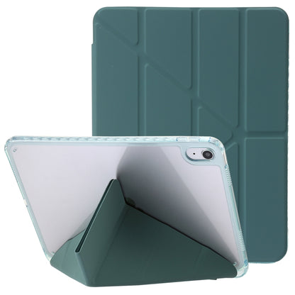 Clear Acrylic Deformation Leather iPad Case (Dark Green) - For iPad 10th Gen 10.9 (2022) - mosaccessories