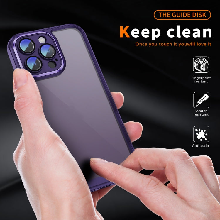 PC + TPU Phone Case with Lens Film (Dark Purple) - For iPhone 14 Pro Max - mosaccessories