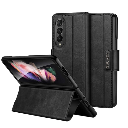 Sulada All-inclusive Magnetic Snap Flip Leather Phone Case - For Samsung Galaxy Z Fold4 - mosaccessories