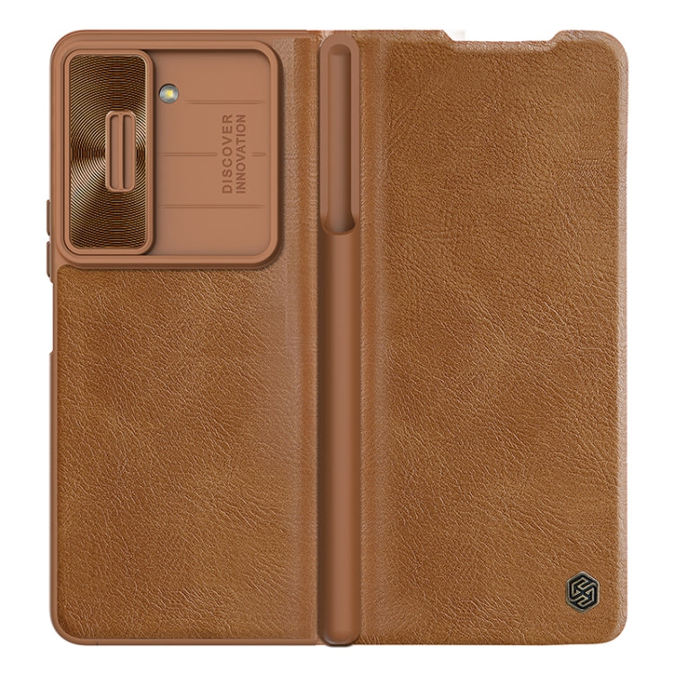 Nillkin QIN Series Pro Leather Phone Case (Brown) - For Samsung Galaxy Z Fold5 - MosAccessories.co.uk