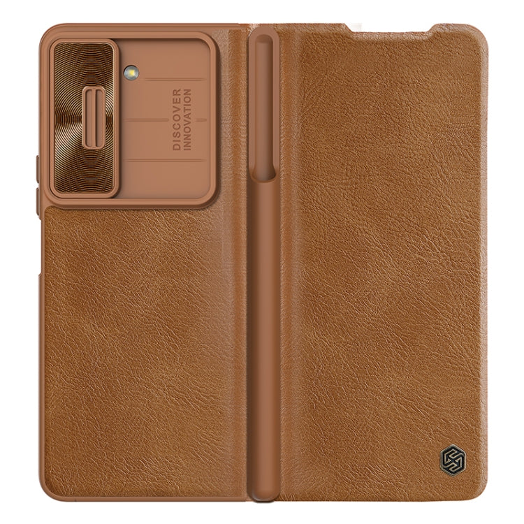 Nillkin QIN Series Pro Leather Phone Case (Brown) - For Samsung Galaxy Z Fold5 - MosAccessories.co.uk