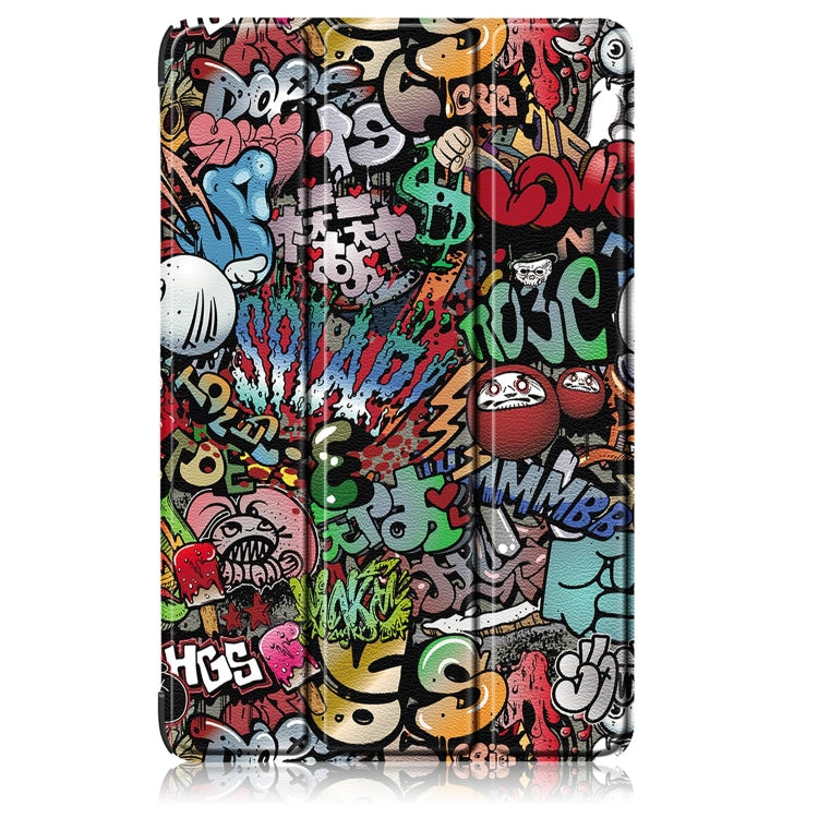 Graffiti Design 3-Fold PU Leather Tablet Case - For Honor Pad X9 / X8 Pro - mosaccessories