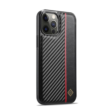 LC.IMEEKE 3 in 1 Carbon Fiber Texture Shockproof Black Case - For iPhone 12 Pro Max - mosaccessories