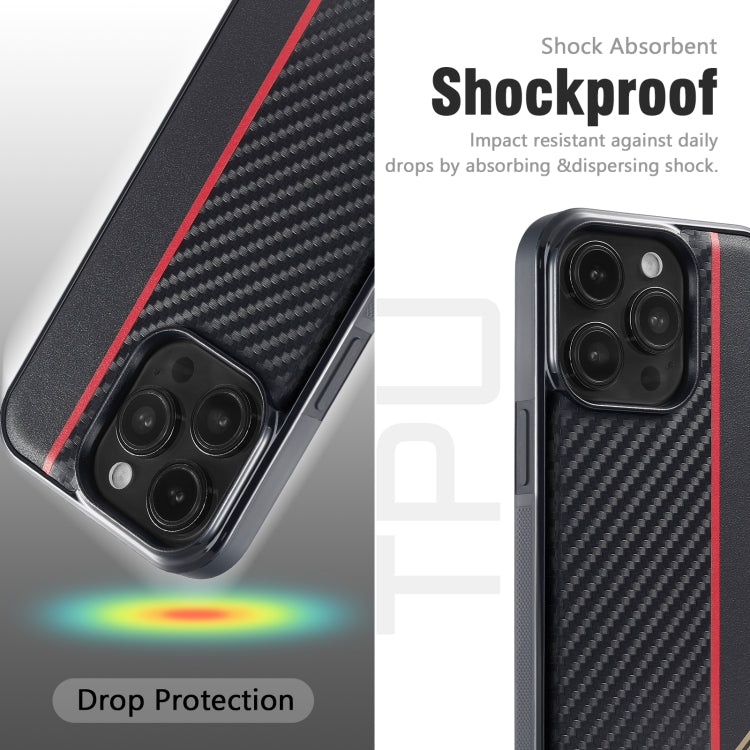 LC.IMEEKE 3 in 1 Carbon Fiber Texture Shockproof Black Case - For iPhone 14 Pro - mosaccessories