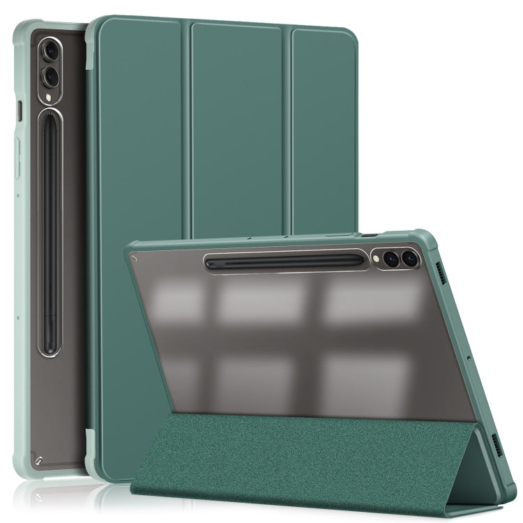 Acrylic 3-folding Smart Leather Tablet Case - For Samsung Galaxy Tab S9+ - mosaccessories